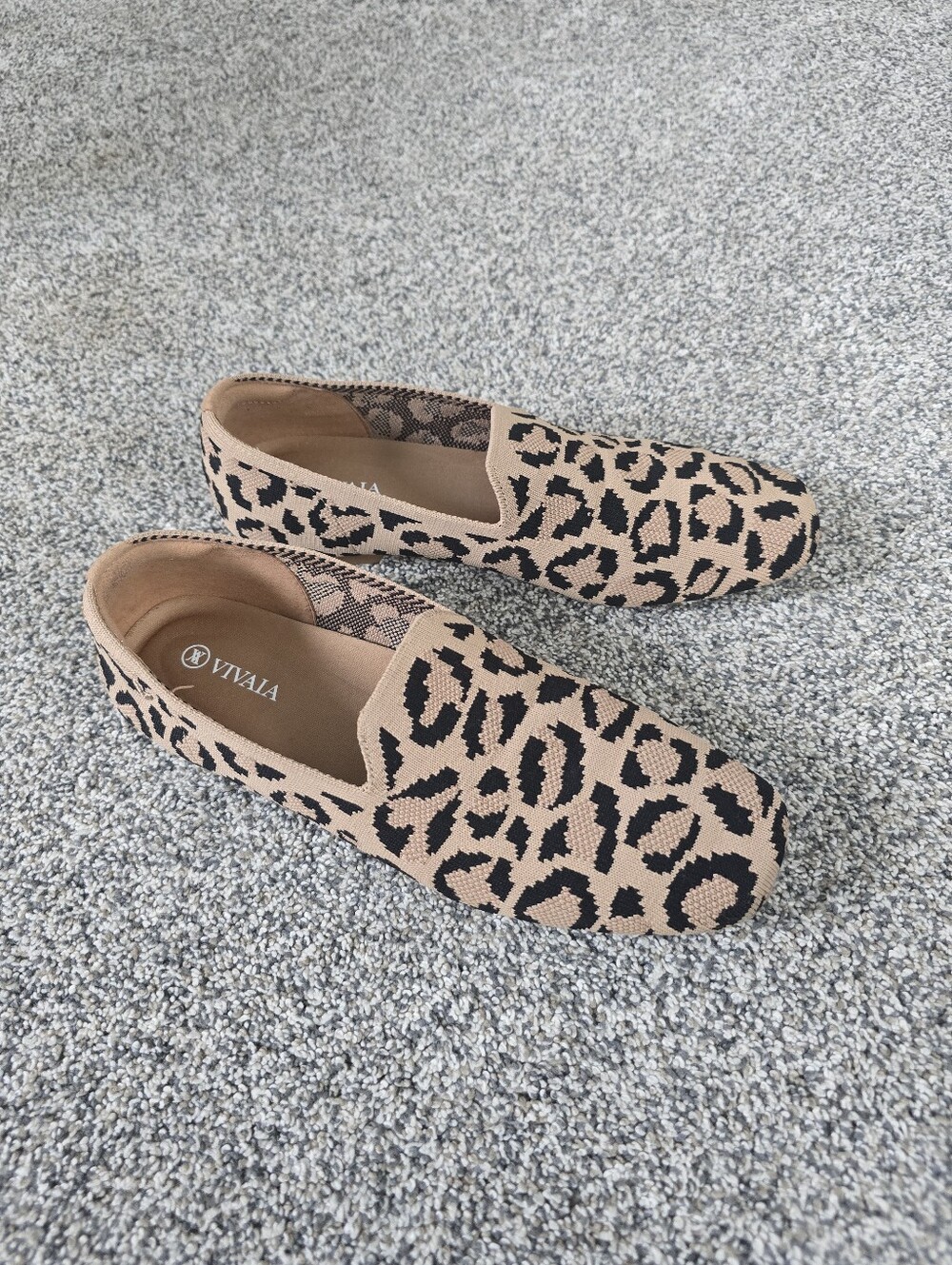 VIVAIA Leopard Print Knit Square Toe Slip On Loafer Flats Size 39.5 US 8.5
